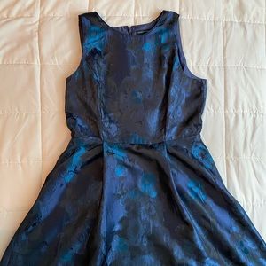 White House Black Market Blue and Black Rose Dress
